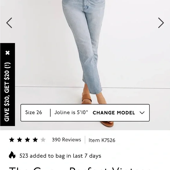 Curvy Perfect Vintage Jeans - Madewell Women’s Size 27 - Picture 6 of 6